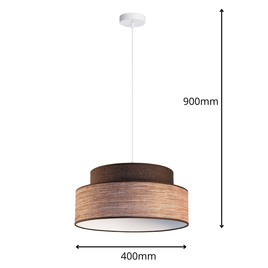 Żyrandol na lince GRACE 1xE27/60W/230V śr. 40 cm brązowy/beżowy