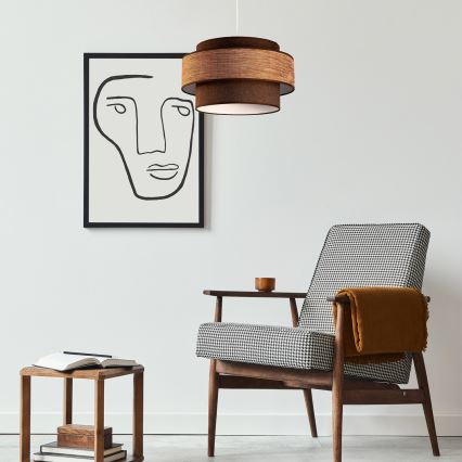 Żyrandol na lince GRACE 1xE27/60W/230V śr. 40 cm brązowy/beżowy