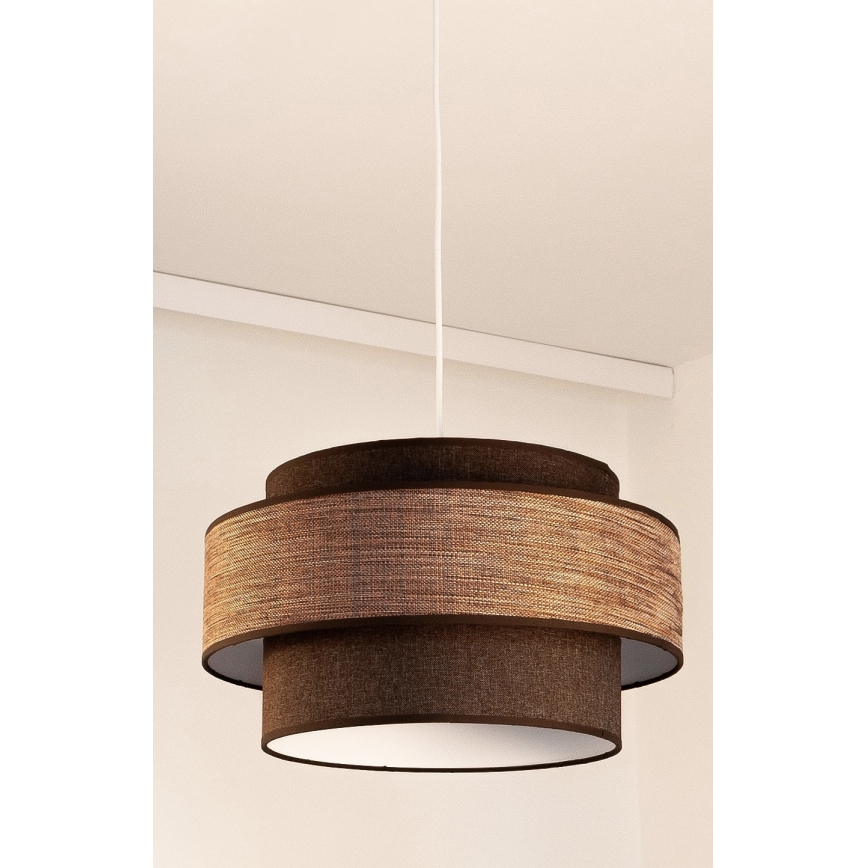 Żyrandol na lince GRACE 1xE27/60W/230V śr. 40 cm brązowy/beżowy