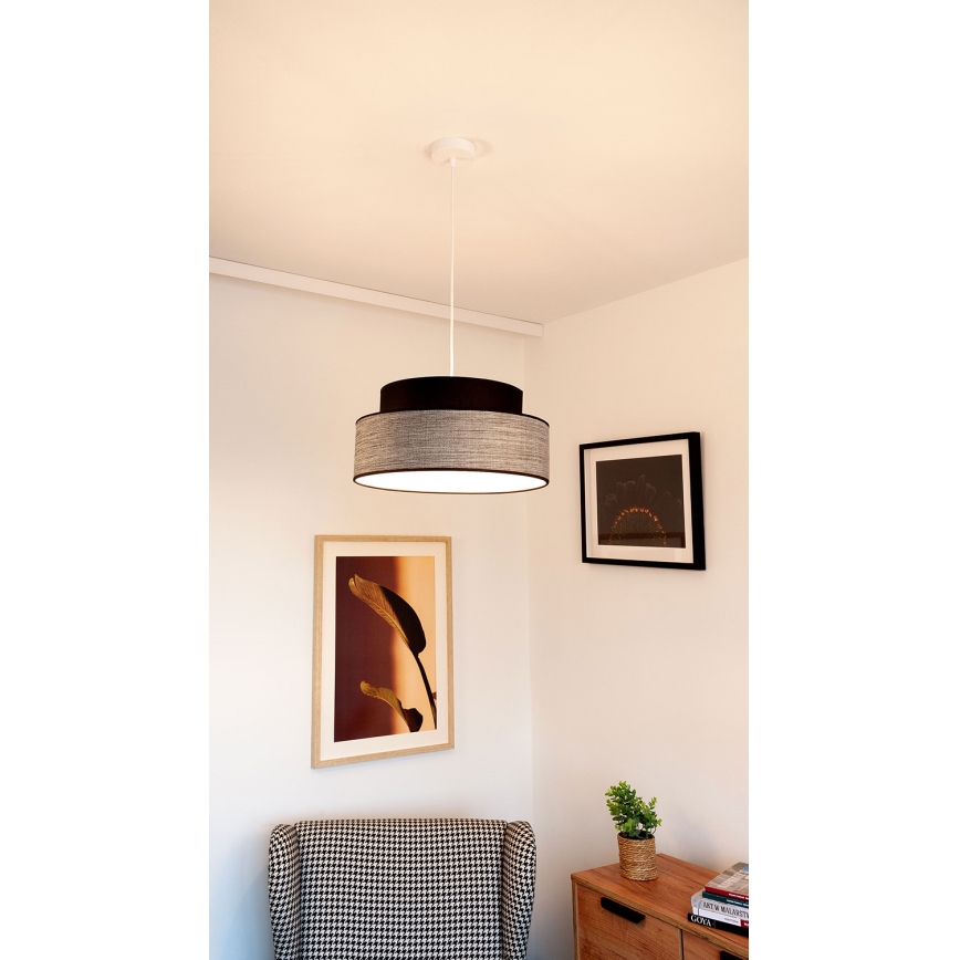 Żyrandol na lince GRACE 1xE27/60W/230V śr. 40 cm czarny/szary