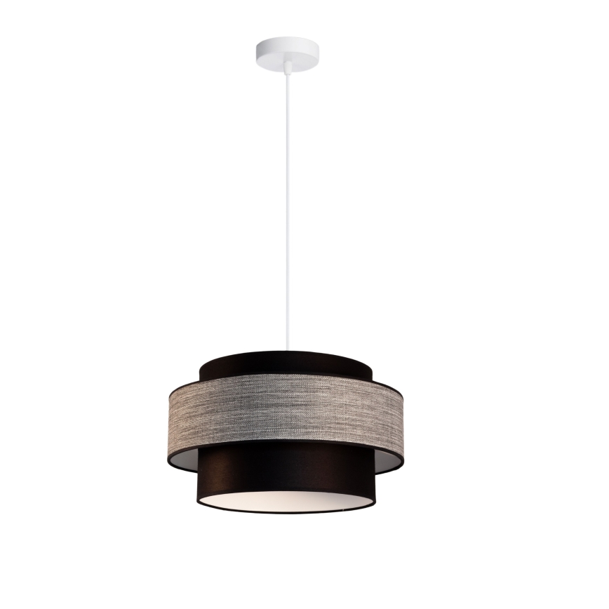 Żyrandol na lince GRACE 1xE27/60W/230V śr. 40 cm czarny/szary