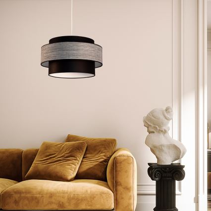 Żyrandol na lince GRACE 1xE27/60W/230V śr. 40 cm czarny/szary