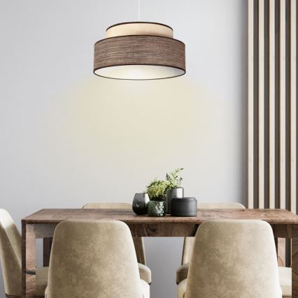 Żyrandol na lince GRACE 1xE27/60W/230V śr. 40 cm kremowy/brązowy