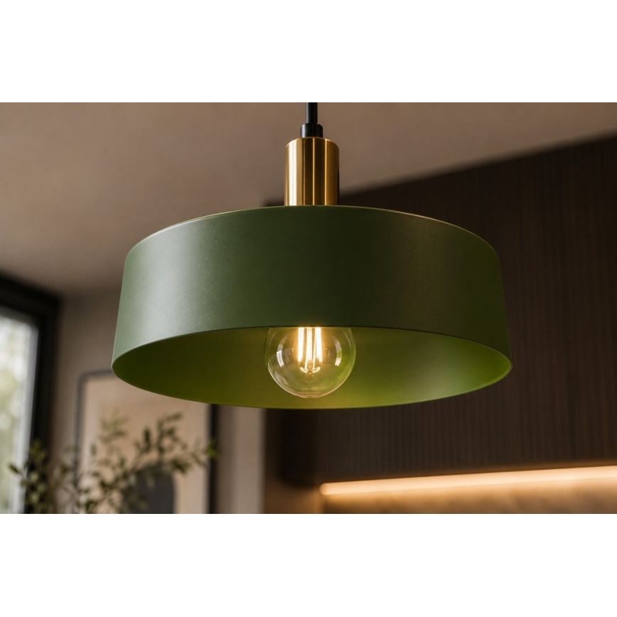 Żyrandol na lince HAKI 1xE27/60W/230V zielony/czarny/chrom błyszczący