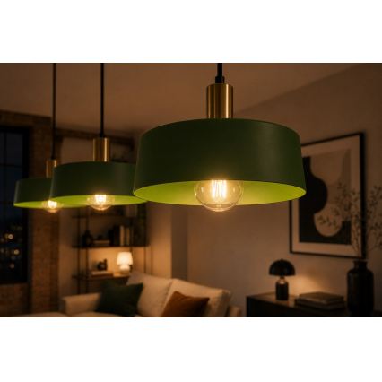 Żyrandol na lince HAKI 3xE27/60W/230V zielony/czarny/chrom błyszczący