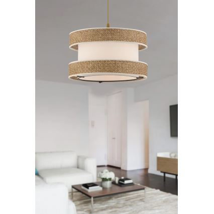 Žyrandol na lince HALO 1xE27/60W/230V kremowy/beżowy