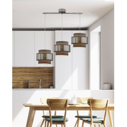 Żyrandol na lince HARE 3xE27/60W/230V szary/matowy chrom
