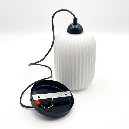 Żyrandol na lince HARMA 1xE27/15W/230V śr. 14 cm biały/czarny