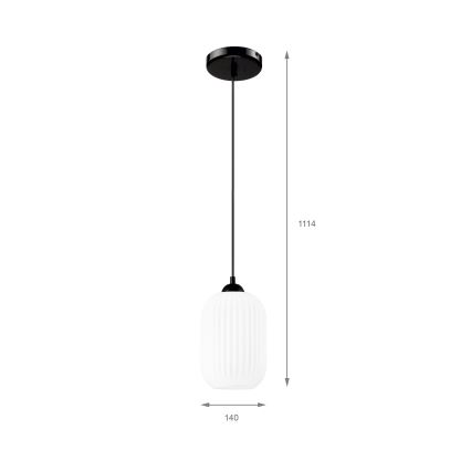 Żyrandol na lince HARMA 1xE27/15W/230V śr. 14 cm biały/czarny