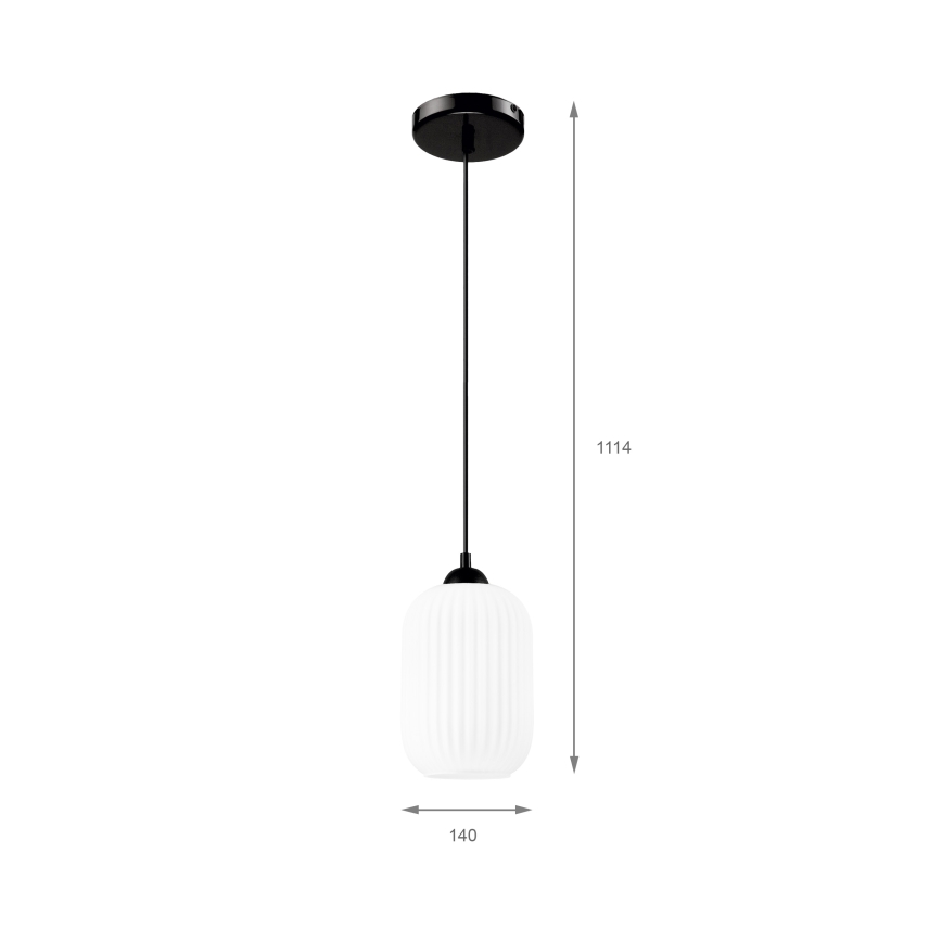 Żyrandol na lince HARMA 1xE27/15W/230V śr. 14 cm biały/czarny