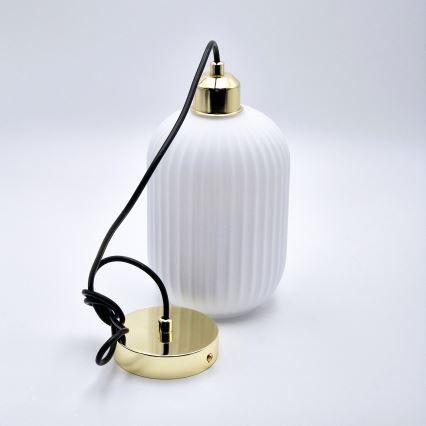 Żyrandol na lince HARMA 1xE27/15W/230V śr. 14 cm biały/złoty