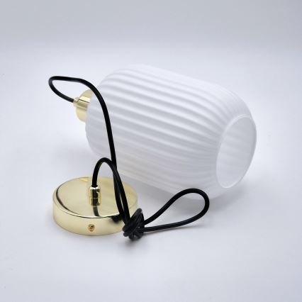 Żyrandol na lince HARMA 1xE27/15W/230V śr. 14 cm biały/złoty