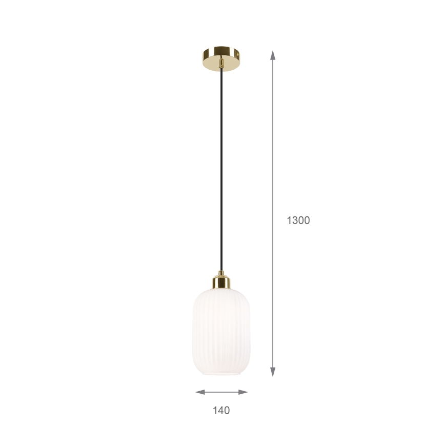 Żyrandol na lince HARMA 1xE27/15W/230V śr. 14 cm biały/złoty