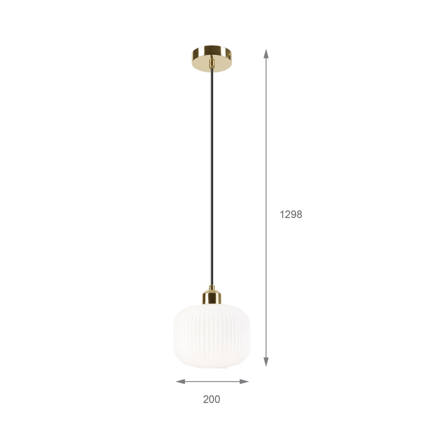 Żyrandol na lince HARMA 1xE27/15W/230V śr. 20 cm biały/złoty