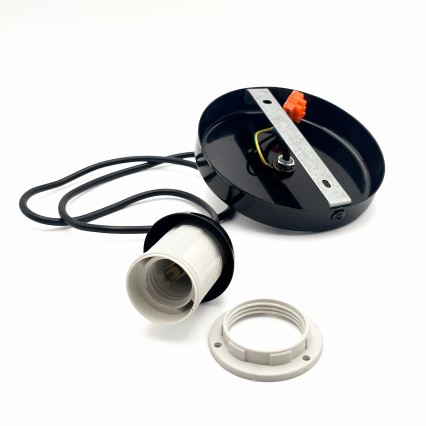 Żyrandol na lince HARMA 1xE27/15W/230V śr. 25 cm biały/czarny