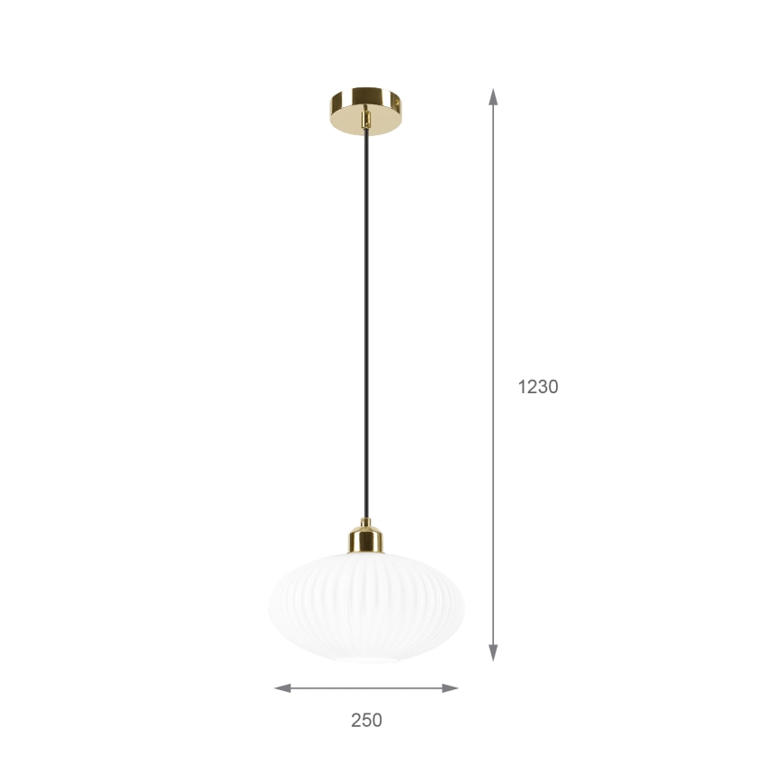 Żyrandol na lince HARMA 1xE27/15W/230V śr. 25 cm biały/złoty