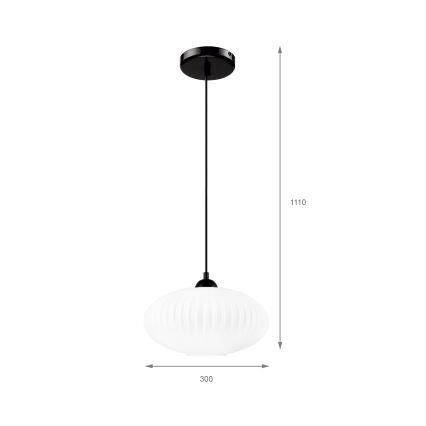 Żyrandol na lince HARMA 1xE27/15W/230V śr. 30 cm biały/czarny