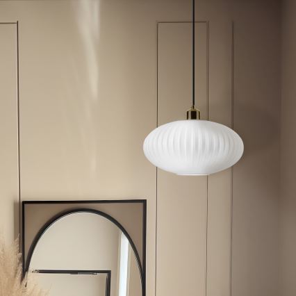 Żyrandol na lince HARMA 1xE27/15W/230V śr. 30 cm biały/złoty