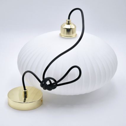 Żyrandol na lince HARMA 1xE27/15W/230V śr. 30 cm biały/złoty