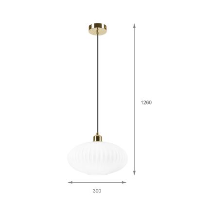 Żyrandol na lince HARMA 1xE27/15W/230V śr. 30 cm biały/złoty
