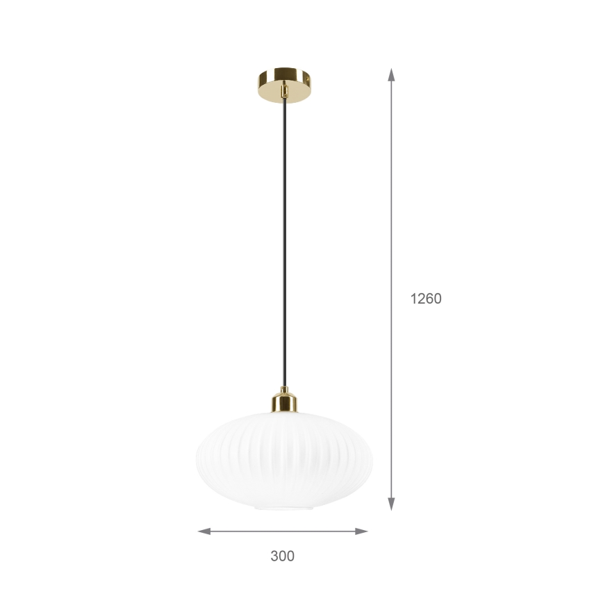 Żyrandol na lince HARMA 1xE27/15W/230V śr. 30 cm biały/złoty