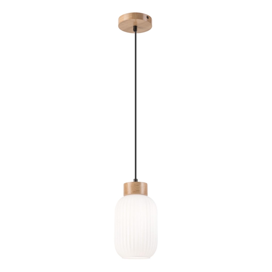 Żyrandol na lince HARMONY 1xE27/15W/230V śr. 14 cm biały/dąb