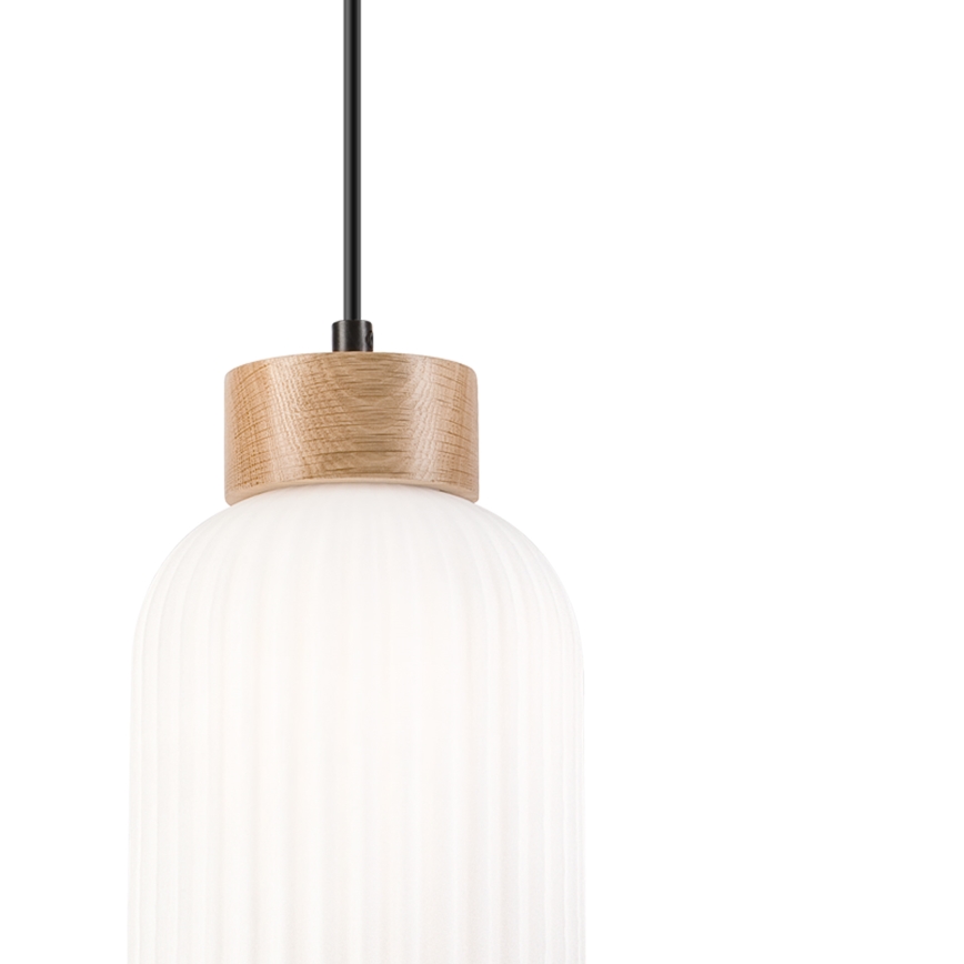 Żyrandol na lince HARMONY 1xE27/15W/230V śr. 14 cm biały/dąb