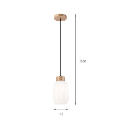 Żyrandol na lince HARMONY 1xE27/15W/230V śr. 14 cm biały/dąb