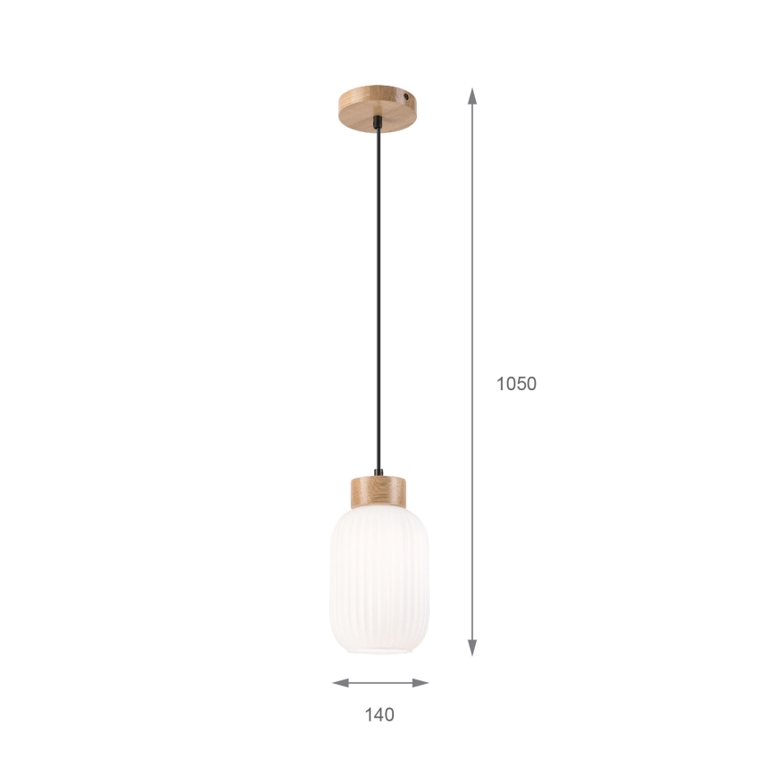 Żyrandol na lince HARMONY 1xE27/15W/230V śr. 14 cm biały/dąb