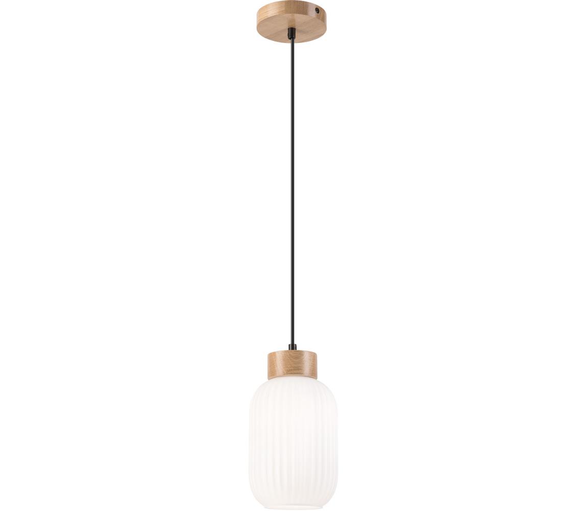 Żyrandol na lince HARMONY 1xE27/15W/230V śr. 14 cm biały/dąb