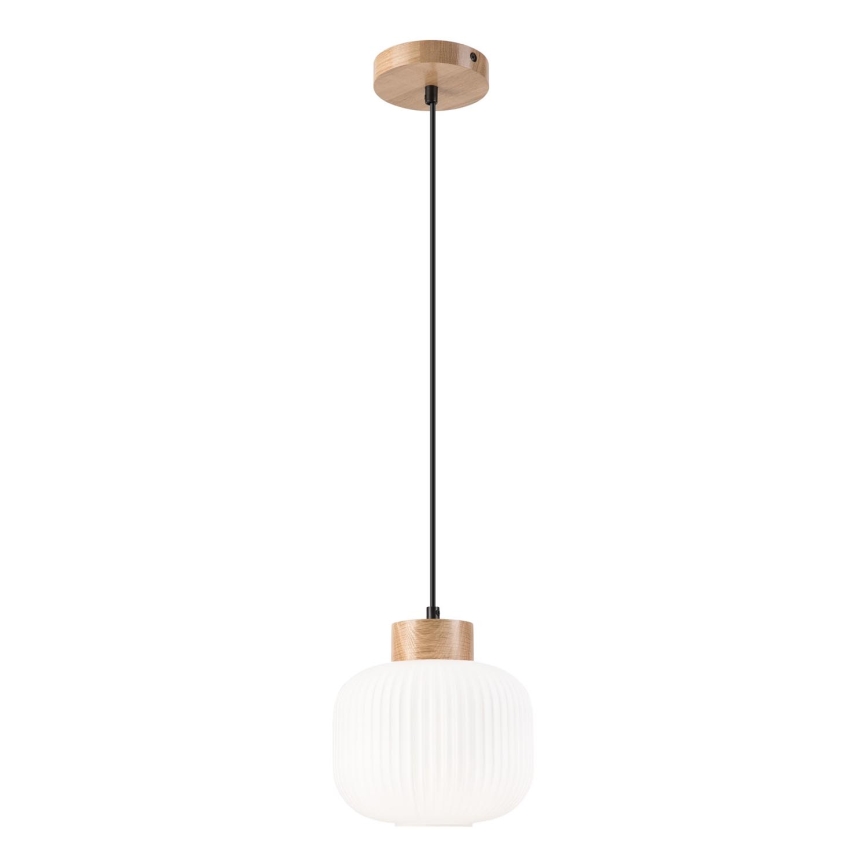Żyrandol na lince HARMONY 1xE27/15W/230V śr. 20 cm biały/dąb