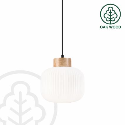 Żyrandol na lince HARMONY 1xE27/15W/230V śr. 20 cm biały/dąb