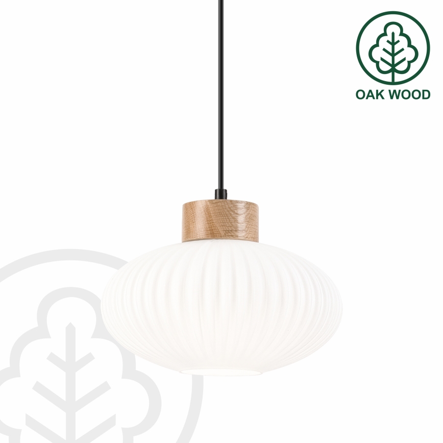 Żyrandol na lince HARMONY 1xE27/15W/230V śr. 25 cm biały/dąb