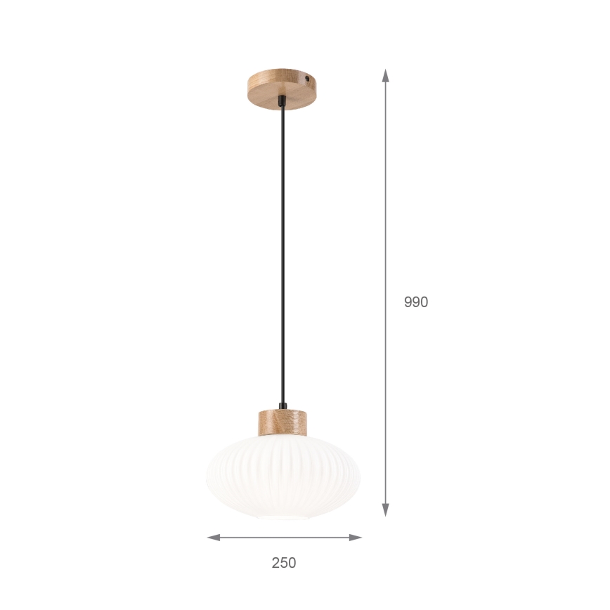 Żyrandol na lince HARMONY 1xE27/15W/230V śr. 25 cm biały/dąb