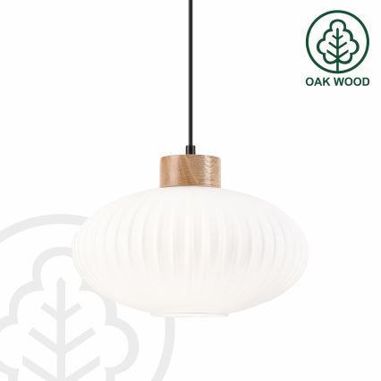 Żyrandol na lince HARMONY 1xE27/15W/230V śr. 30 cm biały/dąb