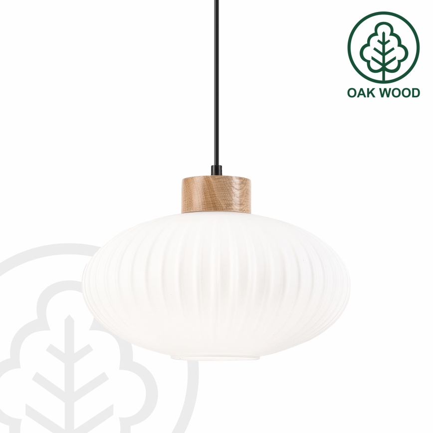 Żyrandol na lince HARMONY 1xE27/15W/230V śr. 30 cm biały/dąb