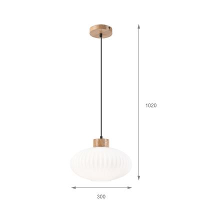 Żyrandol na lince HARMONY 1xE27/15W/230V śr. 30 cm biały/dąb