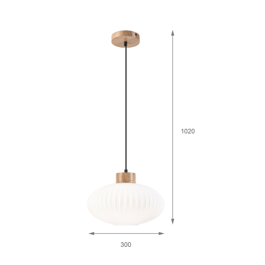 Żyrandol na lince HARMONY 1xE27/15W/230V śr. 30 cm biały/dąb