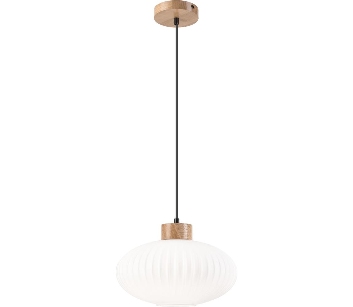 Żyrandol na lince HARMONY 1xE27/15W/230V śr. 30 cm biały/dąb