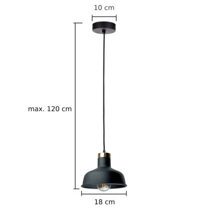 Żyrandol na lince HEBE 1xE27/60W/230V czarny