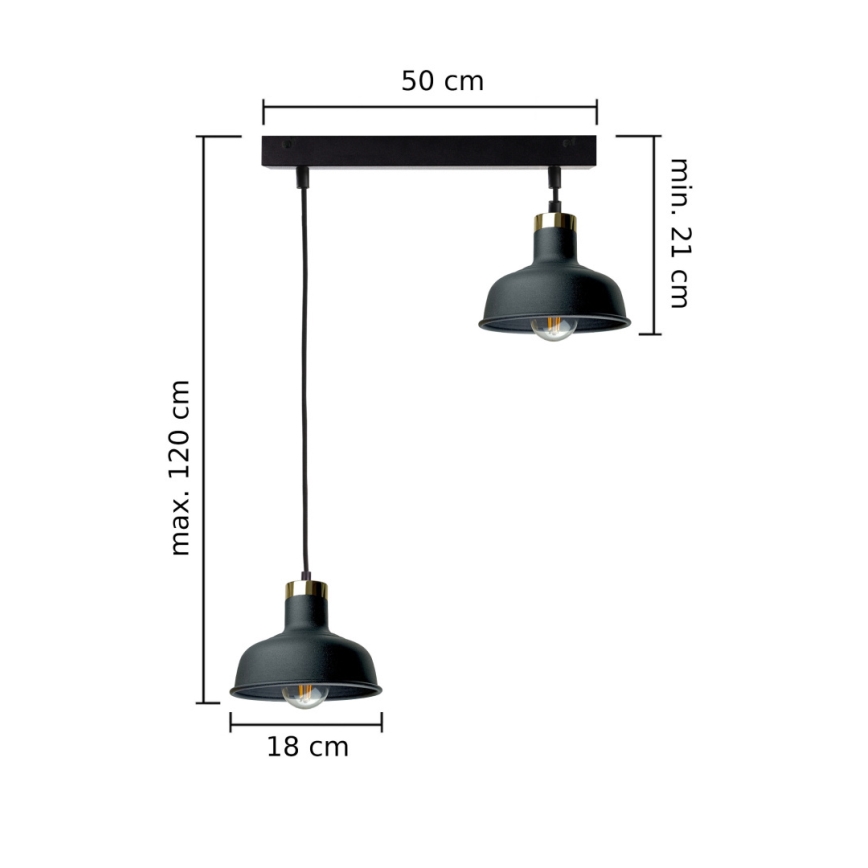 Żyrandol na lince HEBE 2xE27/60W/230V czarny