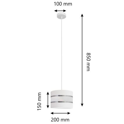 Żyrandol na lince HELEN 1xE27/15W/230V śr. 20 cm biały