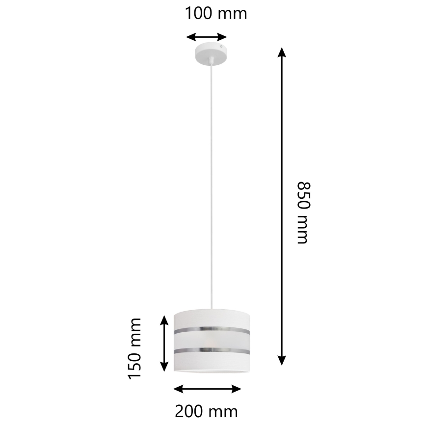 Żyrandol na lince HELEN 1xE27/15W/230V śr. 20 cm biały