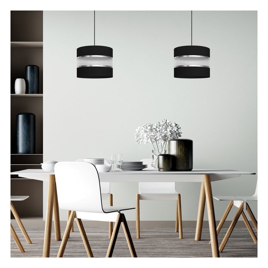 Żyrandol na lince HELEN 1xE27/15W/230V śr. 20 cm czarny/srebrny