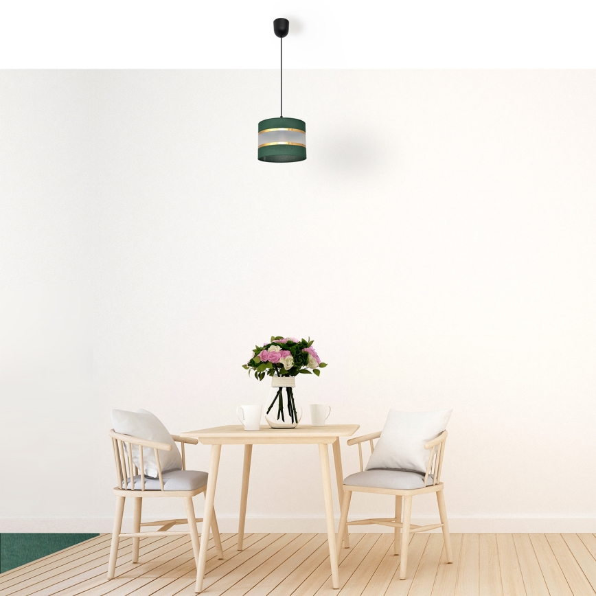 Żyrandol na lince HELEN 1xE27/15W/230V śr. 20 cm zielony/złoty