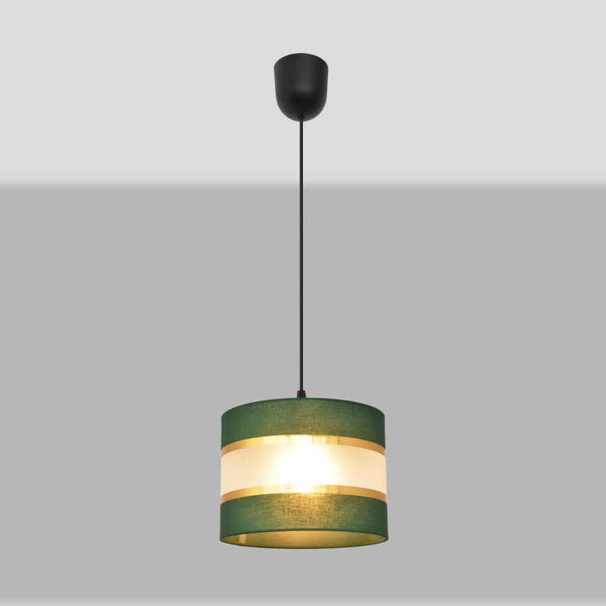 Żyrandol na lince HELEN 1xE27/15W/230V śr. 20 cm zielony/złoty
