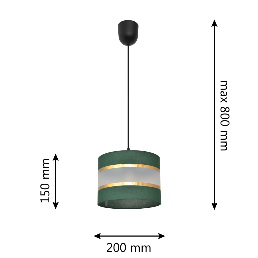 Żyrandol na lince HELEN 1xE27/15W/230V śr. 20 cm zielony/złoty