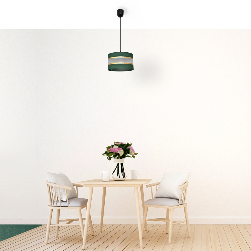 Żyrandol na lince HELEN 1xE27/15W/230V śr. 25 cm zielony/złoty