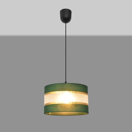 Żyrandol na lince HELEN 1xE27/15W/230V śr. 25 cm zielony/złoty
