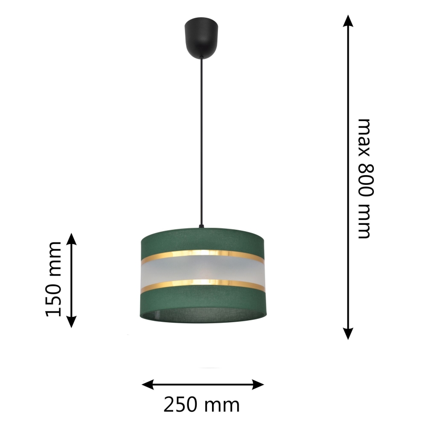Żyrandol na lince HELEN 1xE27/15W/230V śr. 25 cm zielony/złoty